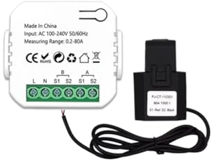 Fowecry Compteur D'Énergie Tuya ZigBee 2 Voies Bidirectionnel avec Pince de Capteur de Courant App Moniteur Puissance 100-240VAC, 1 Canal-1CT Facile à Utiliser