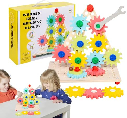 Celuicion Juegos de Engranajes para - Puzzle Mecánico de Madera para Mesa - Juguete de Desarrollo del Pensamiento Crítico Ideal para Viajes, Casas, Escuelas y