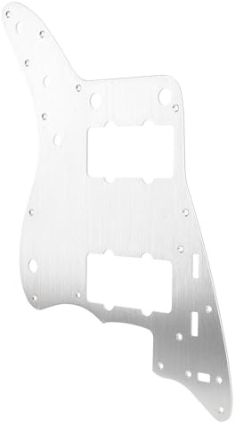 WALFRONT Kratzteller mit Aluminiumlegierung E -Gitarren -Pickguard mit 13 Montageschraubenlöchern, Hervorragende Abschirmung für Jazzmaster Gitarren (Oxidiertes Silber)