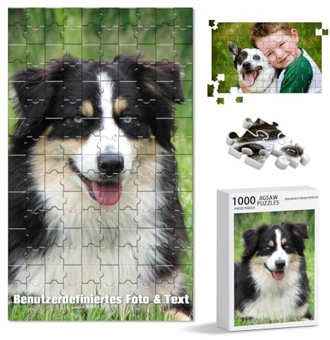 Personalisiertes Puzzle mit eigenem Foto Text Individuelles Fotogeschenk 300 500 1000 Teile Hochwertiges Custom Puzzles Geschenkidee Familie Freunde Valentinstag Weihnachten (Bilderpuzzle)