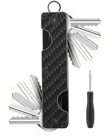 Gugxiom Organizador de llaves de metal, compacto, mini llavero para hombre y mujer, protege hasta 12 llaves, Talla única