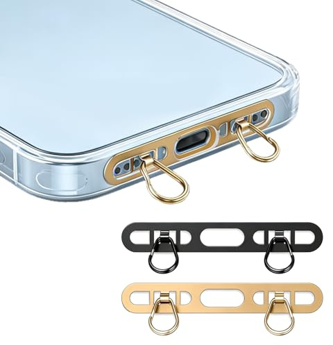 Floruvia 2 Unidades de Colgador ultradelgado para teléfonos Hecho de Acero Inoxidable con pestaña de sujeción de Metal de 2 Anillos para Fundas de teléfonos, Parche Universal para Colgador (Oro