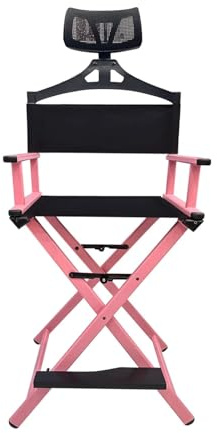 SDIUAKBV Hopfällbar regissörsstol utomhus aluminium hopfällbar stol sminkpall för studio fotografering regissörstol bärbara kompakta campingstolar (rosa med kudde)