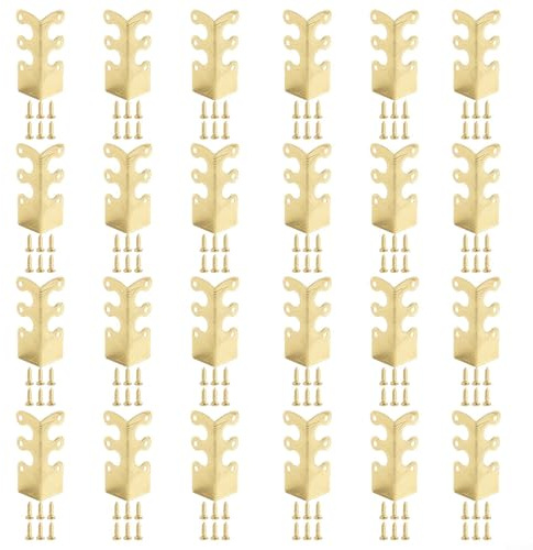Corner Protectors for Baseboard and Wall Edges 6 Piece Set Metal Protectors with Classic Design for Indoor Use (Gold 24pcs)