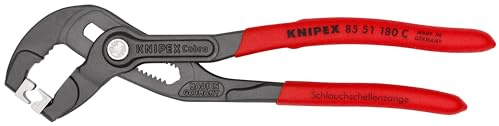 KNIPEX Schlauchschellenzange, 85 51 180 C SB | Geeignet für Click-Schellen auf SB-Karte mit rutschhemmendem Kunststoff überzogen 180 mm