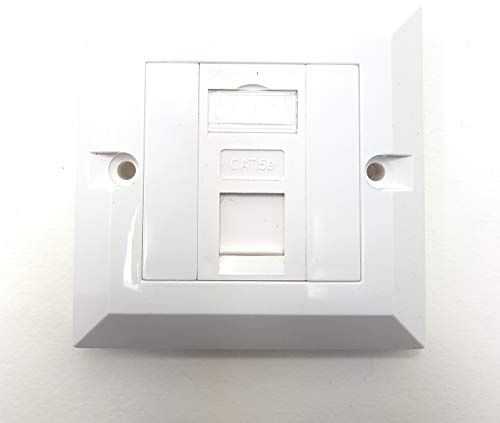 MainCore 1 Port CAT5e RJ45 Faceplate Wallplate Wall Outlet LAN with Keystones Jacks (available in Single, Double, Quad & Port) (1 PORT)