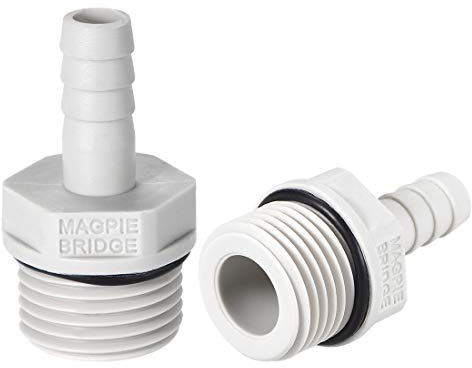 sourcing map Adaptateur raccord flexible PVC 8mm 5/16 2Pcs | Tuyau Mâle, Barbillon x1/2 G