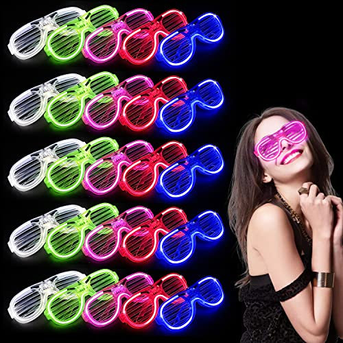 M.best 35 Stück LED Brille Kinder Party Bevorzugung, 5 Farben Beleuchtung Gläser Shutter Shades leuchten in der dunklen Fun Party Zubehör für Geburtstag, Halloween, Raves, Konzert