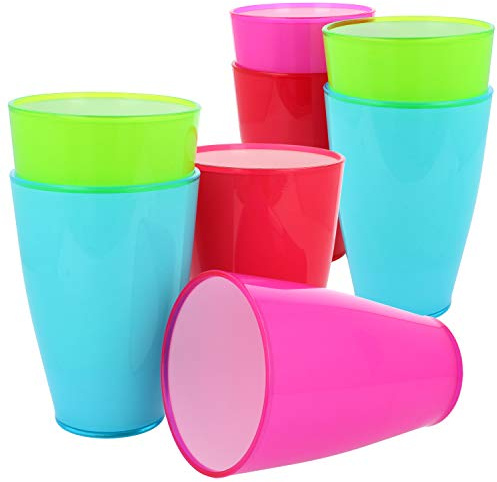 com-four® 8x Mehrweg Trinkbecher aus Kunststoff, Plastikbecher | Bruchfester Mehrweg-Trinkbecher für Party und Camping [Auswahl variiert]