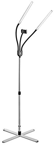 Daylight Company Gemini Floor Lamp, 2 Strobe Lamp, 4 Brightness Levels, Social Media, Nails, Salon, Beauty, Office and Much More - 4,500 LUX - 1,400 Lumen, Silver