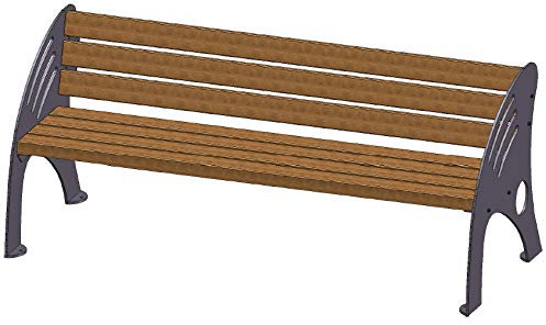 KIRCHBERGER METALL Gartenbank, Metallbank, Designerbank, Modell Ellipse, Stahl verzinkt (Duglasie, 1m)