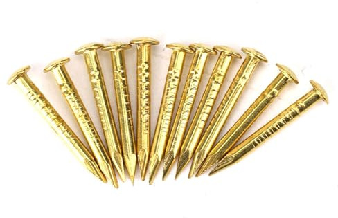 100 pièces clous en laiton clous multi-tailles clous en laiton matériel gros clous en cuivre pour bricolage en bois boîtes de photos décoratives accessoires ménagers(15mm)