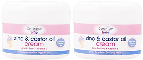 Cotton Tree Zinc And Castor Oil Nappy Rash Cream - Baby Skin Care Cream - Moisturizing And Protective - Pack Of 2 X 200Ml