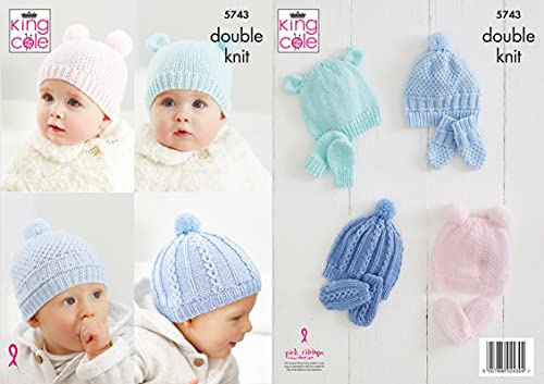 King Cole Comfort DK Knitting Pattern 5743 - Headwear, Gloves Pattern - Premature - 12 Months