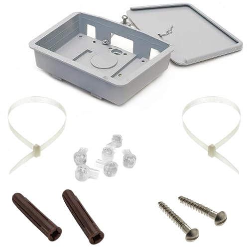 BT66b Grey external use enclosure for BT Openreach Telephone cable above ground weatherproof connection junction box + 6 waterproof gel filled wire joining crimps + lead clamps + mounting screws