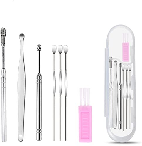 50x EWANTO Ohrenreiniger Set 6 in 1 Rostfreier Stahl Farbe Silber Rosa wiederverwendbare Ohrreiniger mit Aufbewahrungsbox Ohrpflege für Kinder Jugendliche und Erwachsene Reinigung Set Ear Cleaner