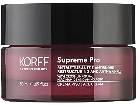 Korff Supreme Pro Crema Viso, Ristrutturante e Antirughe, con Acido Ialuronico, per Tutti i Tipi di Pelle, Confezione da 50 ml