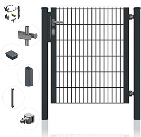 Gartentor für Doppelstabmattenzaun Anthrazit Rahmen offen inkl. Schloss Schlüssel Torpfosten Füllung 8/6/8 Höhe: Höhe 2000 mm Torbreite: Breite 920 mm