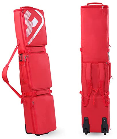 Multifunktions-Einzel-Doppel-Snowboardtasche mit Rad, verstellbare Länge, gepolsterte Skitasche, Nass- und Trockentrennung, wasserdichte Schneesport-Bretttasche für Flugz