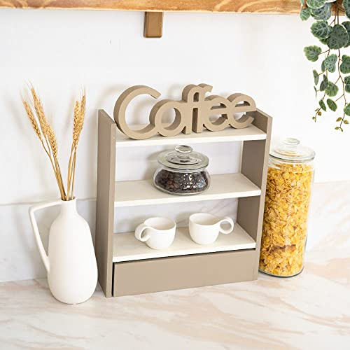 Angolare alzatina a 3 ripiani Mensola in Legno, Arredo Cucina Decorazione in legno, Espositore a 3 Piani per Cibo, Dessert, Barattoli e Spezie