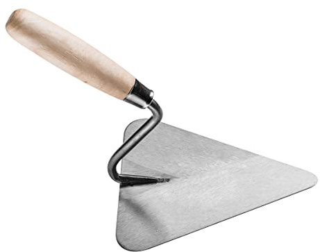 HARDY - Truelle de Maçon - Taille 20 cm - Palette Triangulaire pour Maçonnerie, Plâtrage, Lissage, Construction, Niveler, Étaler et Façonner le Ciment - Truelle avec Poignée en Bois
