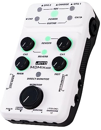 JOYO Audio Mixer USB Audio Interface Stereo XLR+48V Phantom Power Mixer for Live Streaming Recording Podcasting Plug & Play (MOMIX PRO)