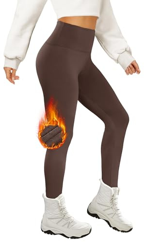 AMIYOYO Thermo Leggings Damen High Waist Mit Fleece | Gefütterte Thermoleggins, Blickdicht Strumpfhose, Warm Kuschelig Elastisch Sport Leggins für Winter