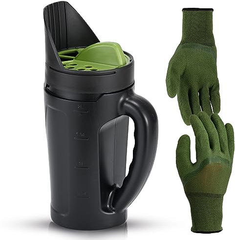 PERSZEN Seed Spreader Hand Held, Hand Spreader Lawn and Garden for Fertilizer Grass Seed Salt Ice Melt Earth Food, Seed Shaker with Multiple Adjustable Opening Sizes for All Purpose, Up to 80 Oz