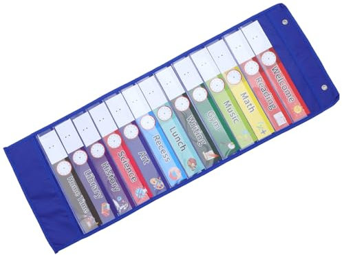 Luxshiny 1 Set Tagesplan-Taschendiagramm Wiederverwendbare Karten Zeitplan-Taschendiagramm Kalendertasche Für Klassenzimmer Stundenplan Taschendiagramm Blau