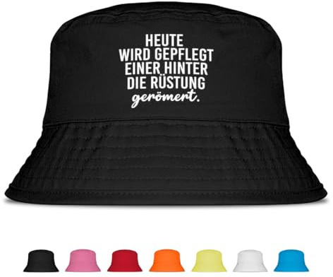 Prozente Momente Heute Wird gepflegt Einer hinter die Rüstung gerömert - Fischerhut | Anglerhut | Sonnenhut | Sommer | Malle | lustige Sprüche | OneSize | Malle | Urlaub | Schwarz