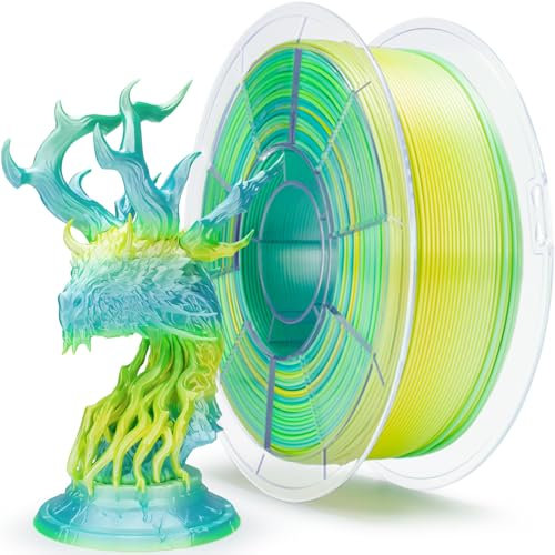 ZIRO Silk Multicolor 3D Drucker Filament, Seide PLA Filament 1.75mm, Schnelles Gefälle PLA für Die Meisten 3D Drucker, Maßgenauigkeit +/-0.03mm, 1kg/2.2lb Spule, Zitrone Schimmer