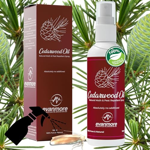 Cedarwood Oil Moth Repellent Repeller Spray Natural Safe Clothes Carpet Curtain Moths Insect pests 100ml Prevention Deterrent Wardrobe Cupboard Drawers Clothing Essential Oil Protection Effective (1)
