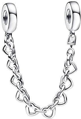 Wedanor Charmes Chaîne de sécurité d'amour pour Bracelets - Charms de Perles ajourées en Argent Sterling 925, charmes de Coeur d'amour pour Bracelets et Colliers pour Femmes