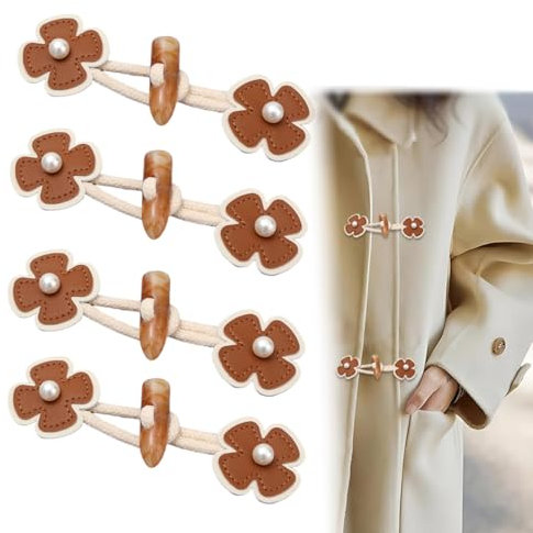 WHYCNJL 4 Paare Knebelknöpfe Knebelverschluss Kinder Dufflecoat Verschluss Beige und Braune Lederknöpfe für Jacke Pullover Mantel Kinderkleidung Mantel Oder Andere Handgefertigte DIY -Kleidung