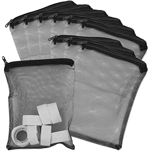 Lot de 10 sacs filtrants pour aquarium à haut débit, en maille fine, réutilisables, avec fermeture éclair en plastique robuste, trou en maille de carbone granulé 1 mm