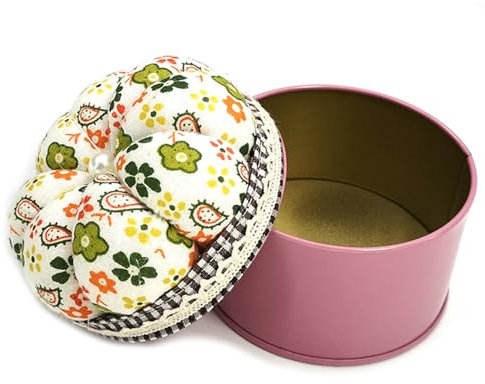 Vdaxvme Blumen-Nadelkissen mit Aufbewahrungskoffer, Nähnadelhalter mit Nähzubehör-Box zum Quilten Nähen