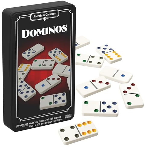 Goliath - Domino | Klassisches Brettspiel für Kinder ab 5 Jahren, Reiseversion mit Metallbox mit 28 hochwertigen Dominosteinen für 1-5 Spieler