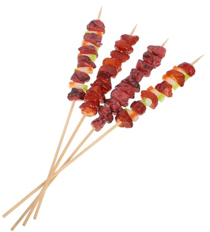 Toyvian 4 Stück Realistische Grillspieße aus Kunststoff Naturgetreue Fleischmodelle für Kinder Spielzeuggrill Zubehör für Rollenspiele Partydekoration und Küchenspielzeug
