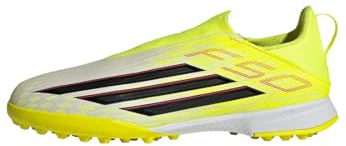 adidas Unisex niños F50 League Laceless Turf Football Shoes Kids, Team Solar Yellow 2/Core Black/Lucid Red, 33 EU
