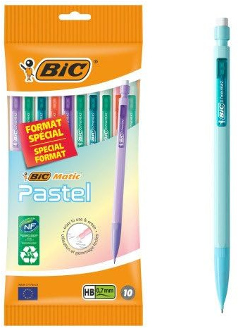 BIC Matic Pastell-Druckbleistifte, 0,7 mm HB, 10 Stück