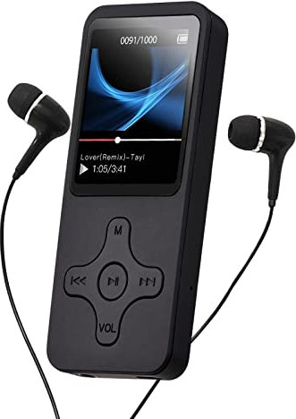 Reproductor de MP4 portátil MP3 con auriculares, pantalla LCD, reproductor de vídeo, visor de fotos, soporte para tarjetas TF, soporte para música, radio FM, vídeo, grabadora de libros electrónicos