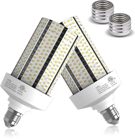 lulijay 40W LED Corn Light Bulb 2-Pack 5000LM 4000K Cob Light Equivalent 400W E26 Base with E39 Adapter for Garage Warehouse Barn Workshop Outdoor Porch