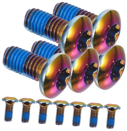 POPETPOP 12pcs Screws for Mountain Bike Brake Pad Titanium Steel Box Seven Colors for Bike Brake Levers