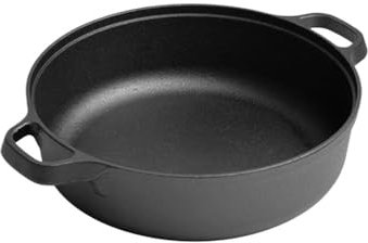 WOTZOV Sartén de Hierro Fundido Antiadherente sin Revestimiento para Barbacoa, Mini Wok binaural de Cocina, Cocina de inducción y Cocina de Gas.
