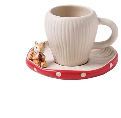 GEK208130 Moderne Vaisselle en céramique champignon rouge mignon, tasse à café, service à thé de l'après-midi, assiette à collation créative de dessin animé Verres