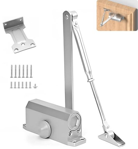 TsoLay Chiudiporta Idraulico Automatico, Chiusura Idraulica a Molla Regolabile, Posizionamento a 180 Gradi, Lega di Alluminio, per Porte con Peso Compreso tra 25 E 45 kg / 40-60 kg / 65-85 kg
