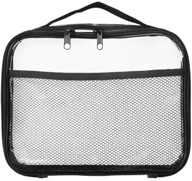 QUXVUIS Kinderspielzeugtasche für unterwegs mit Reißverschluss und seitlichen Netztaschen. Aktivitätstasche für Kinder auf Reisen, PVC Reißverschlusstaschen zur Aufbewahrung von Spielzeug, Schwarz M