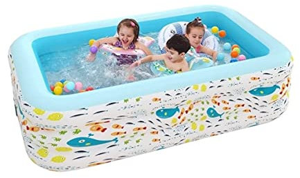 GOOPEEG Fiesta Acuática Piscina Hinchable Rectangular Piscina Inflable para Adultos, 305 X 175 X 60 Cm Piscina Infantil para Jardín Centro de Juegos
