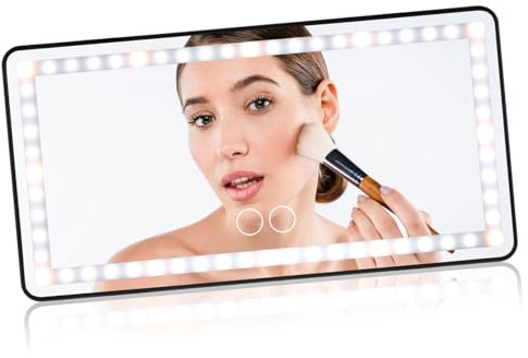 STOBAZA Car Makeup Mirror Vanity Sun Visor Led Light up Mirror for Car Interior Use Rechargeable Touch Control