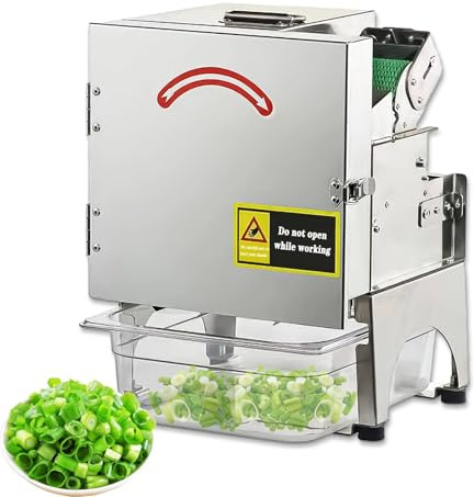 LMYYDES Commercial Automatic Scallion Chopper 200W Chives & Leek Cutter, 150kg/h, 700RPM, 70mm Feed Port, Slicing & Dicing for Herbs, Chili, Onion 380x270x260m visible